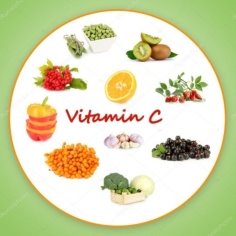 Productos que contienen vitamina c â Foto de Stock