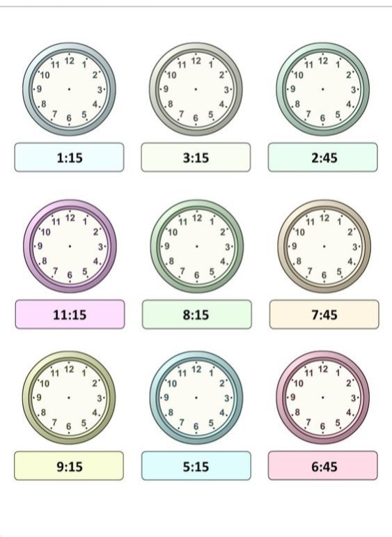 Actividades para niÃ±os preescolar, primaria e inicial. Plantillas con relojes analogicos para aprender la hora poniendo la hora en el reloj. Pon las agujas del reloj. 7