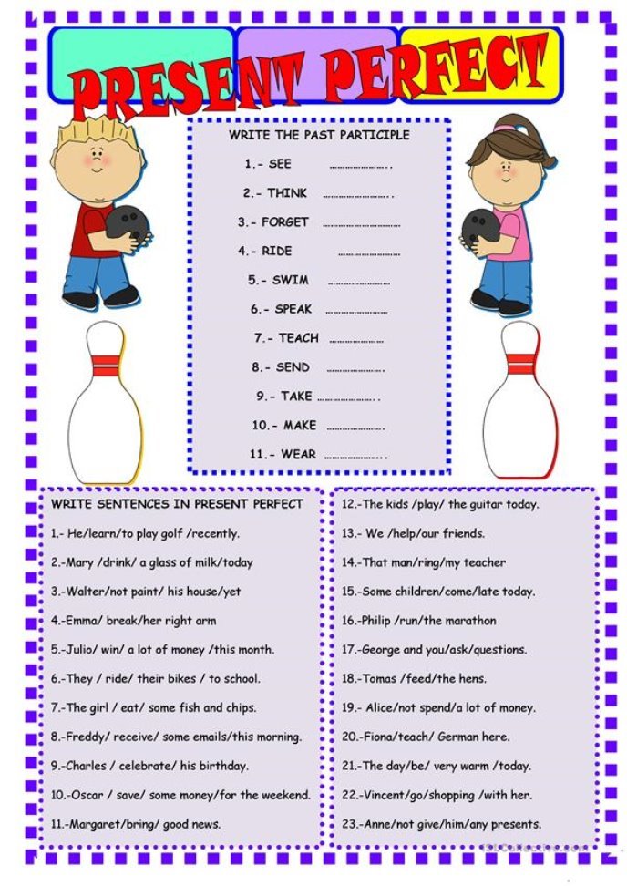 PRESENT PERFECT TENSE - English ESL Worksheets for distance ...