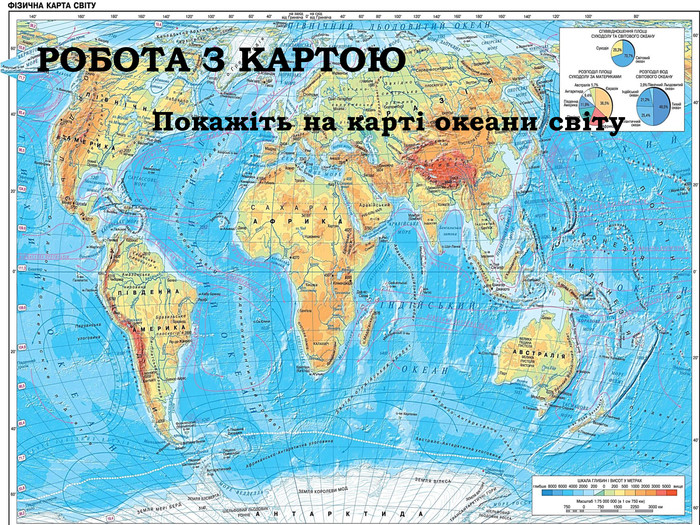 РОБОТА З КАРТОЮПокажіть на карті океани світу