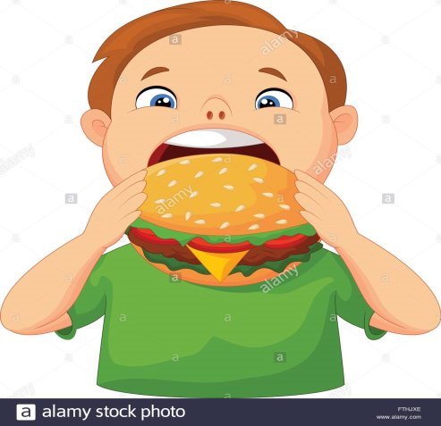 Boy eating burger Stock Vector Image & Art - Alamy