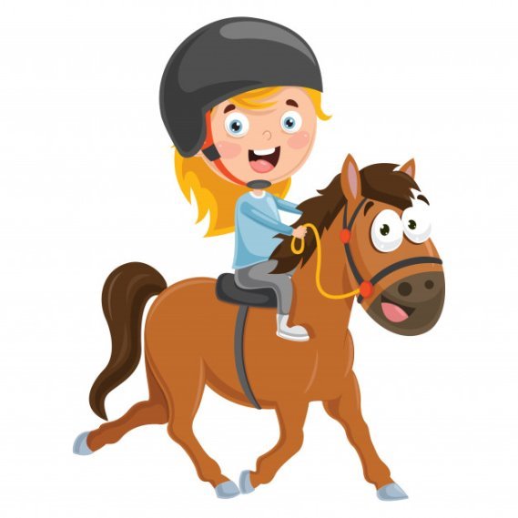 Premium Vector | Vector illustration of kid riding horse
