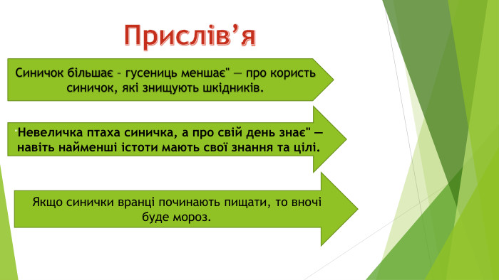 Прислів’я. Синичок більшає – гусениць меншає