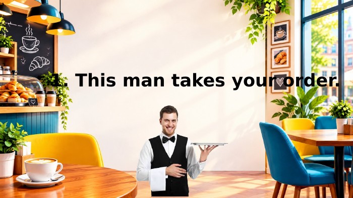 1. This man takes your order.