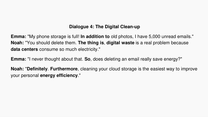 Dialogue 4: The Digital Clean-up. Emma: 