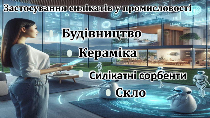 Застосування силікатів у промисловостіБудівництво. Кераміка. Скло. Силікатні сорбенти