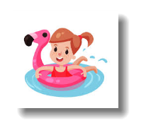 Happy girl swimming with pink inflatable lifebuoy Vector Image