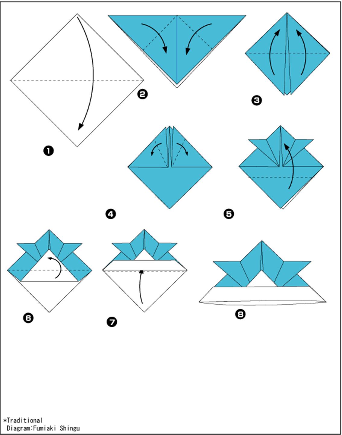 Самурайский шлем оригами схема