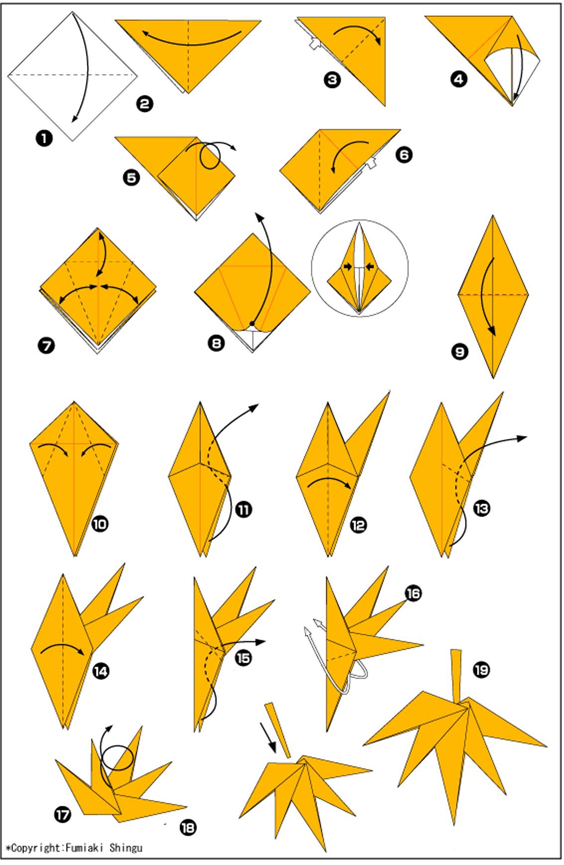 Оригами из бумаги листочки для начинающих