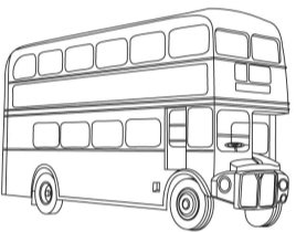Результат пошуку зображень за запитом двоповерховий автобус розмальовка
