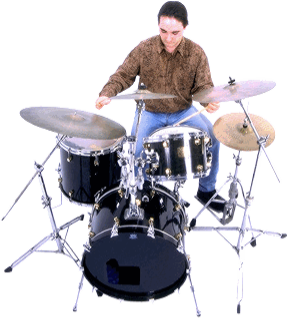 Drummer with drum set