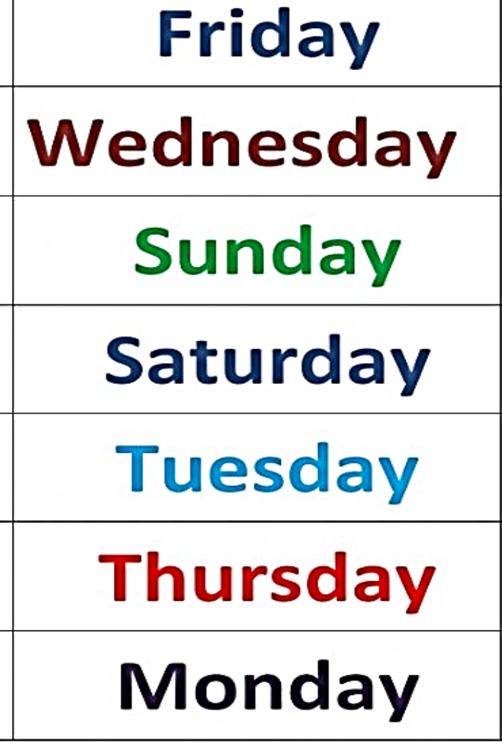 Days of the Week free online worksheet