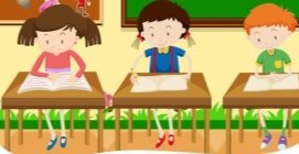 Three Students Learning in Classroom - Download Free Vectors, Clipart  Graphics & Vector Art