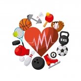 Сердечное сердце со значками, связанными со спортом, вокруг | Премиум  векторы