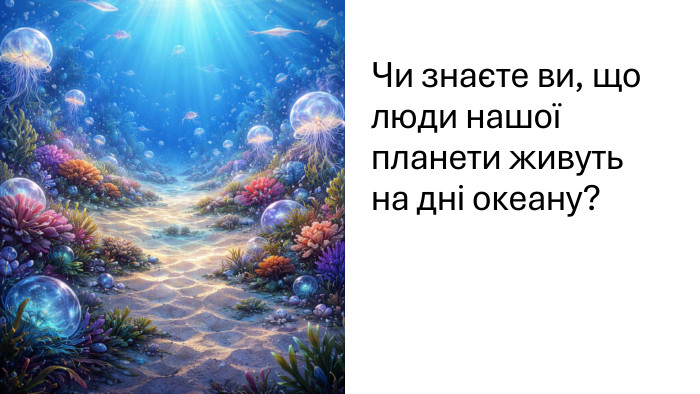 Чи знаєте ви, що люди нашої планети живуть на дні океану?
