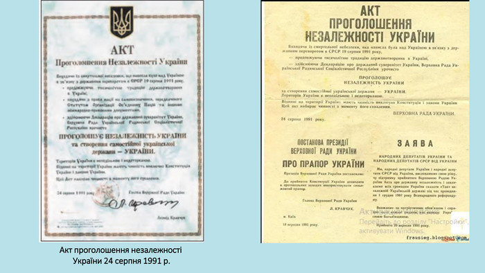 Акт проголошення незалежності України 24 серпня 1991 р.