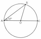 Відрізки AC і AB – відповідно діаметр і хорда кола з центром O, ∠BAC=37°.  Знайдіть кут BOC. - Школьные Знания.com