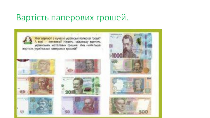 Вартість паперових грошей.