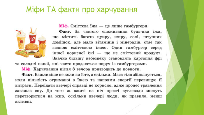Міфи ТА факти про харчування