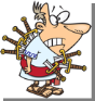 Royalty Free Clipart Image of Caesar With Knives Stuck in Him
