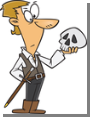 Royalty Free Clipart Image of a Man Holding a Skull