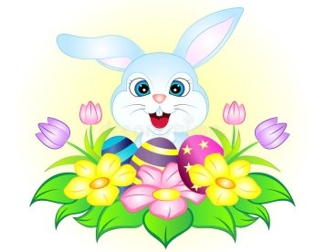 Cartoon Easter Bunny stock illustration. Illustration of flowers - 88878371