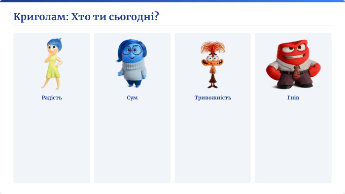 Криголам: Хто ти сьогодні?Радість. Сум. Тривожність. Гнів