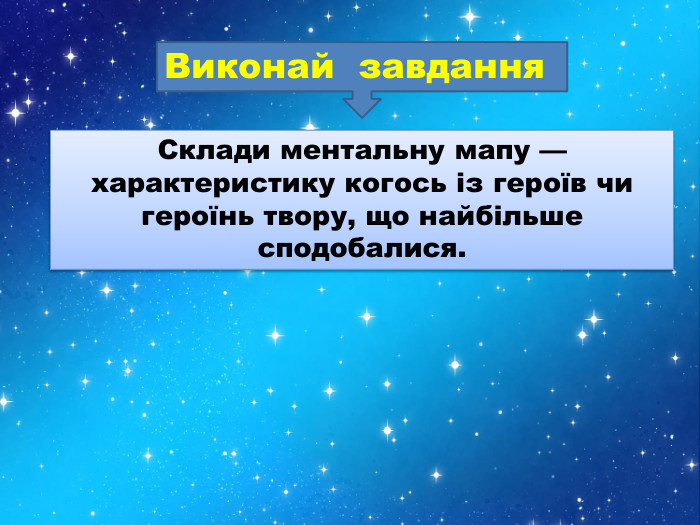 Склади ментальну мапу — характеристику когось із героїв чи героїнь твору, що найбільше сподобалися. Виконай завдання 