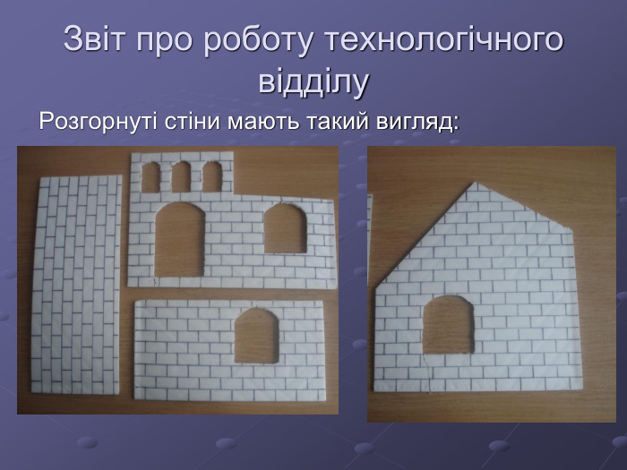 Звіт про роботу технологічного відділу Розгорнуті стіни мають такий вигляд: 