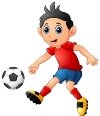 Cartoon boy playing football Royalty Free Vector Image