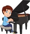 Cartoon little boy playing piano Royalty Free Vector Image
