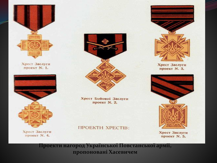 Проекти нагород Української Повстанської армії, пропоновані Хасевичем