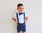 Amazon.com: Boy Suspender Shorts - Navy, Boy Linen Shorts, Boy ...