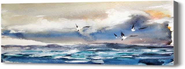 Репродукция картины "Чайки и море.". Картина маслом на холсте "Чайки и море ."