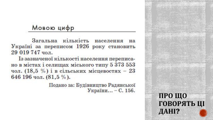 ПРО ЩО ГОВОРЯТЬ ЦІ ДАНІ?
