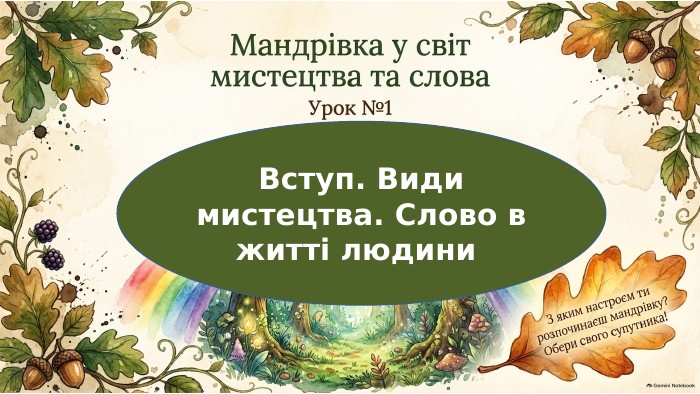 Вступ. Види мистецтва. Слово в житті людини 