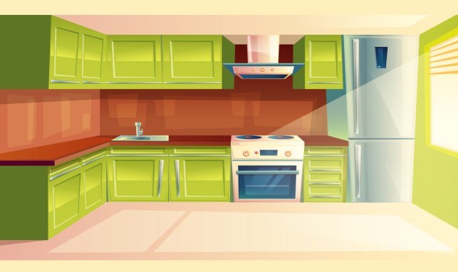 Cartoon modern kitchen interior background Vector Image
