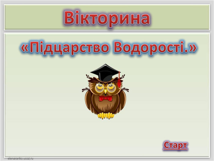 Вікторина «Підцарство Водорості.»Старт 
