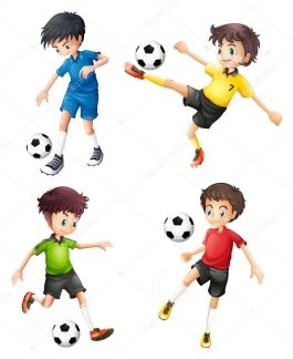 Фотообои Четырех футболистов в разных мундирах