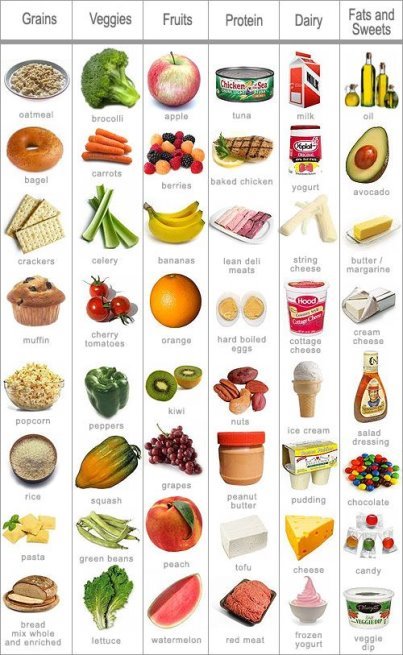 Make sure you get foods from each of these food groups to stay healthy