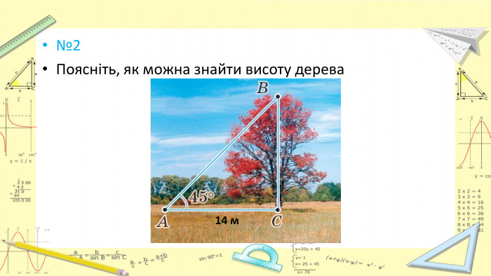 №2 Поясніть, як можна знайти висоту дерева14 м