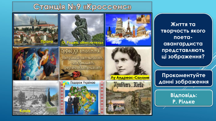 Життя та творчость якого поета-авангардиста представляють ці зображення?Прокоментуйте данні зображення. Відповідь: Р. Рільке