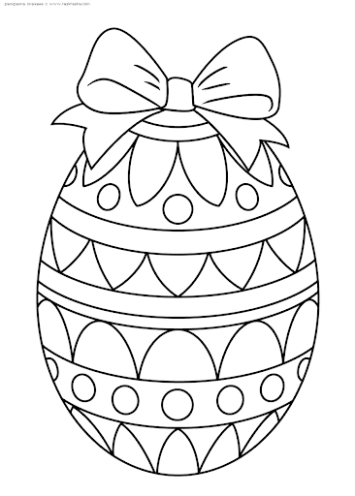 Раскраска Пасхальное яйцо с бантом | Раскраски пасхальных яиц для. Открытка  с пасхальным яйцом