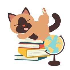 Мультяшный милый обратно в школу кот читает книгу | Премиум векторы