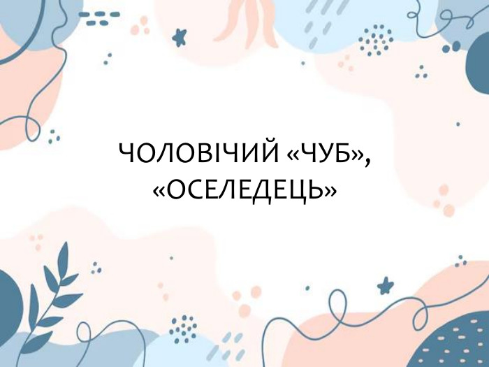 ЧОЛОВІЧИЙ «ЧУБ», «ОСЕЛЕДЕЦЬ»