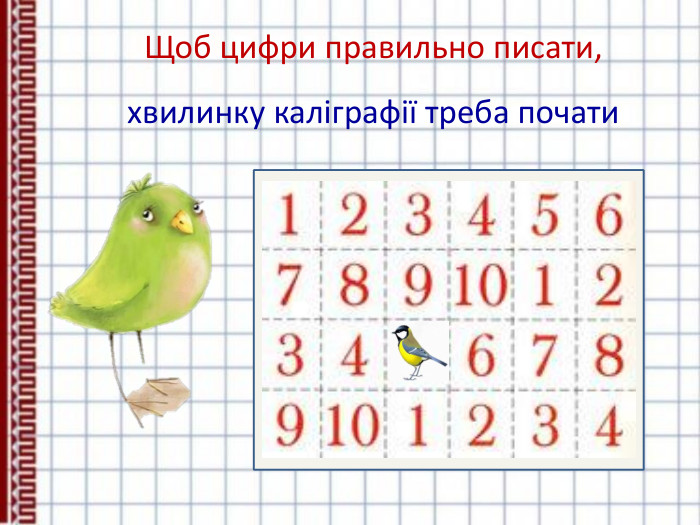 Щоб цифри правильно писати,   хвилинку каліграфії треба почати 