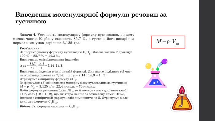 Виведення молекулярної формули речовин за густиною