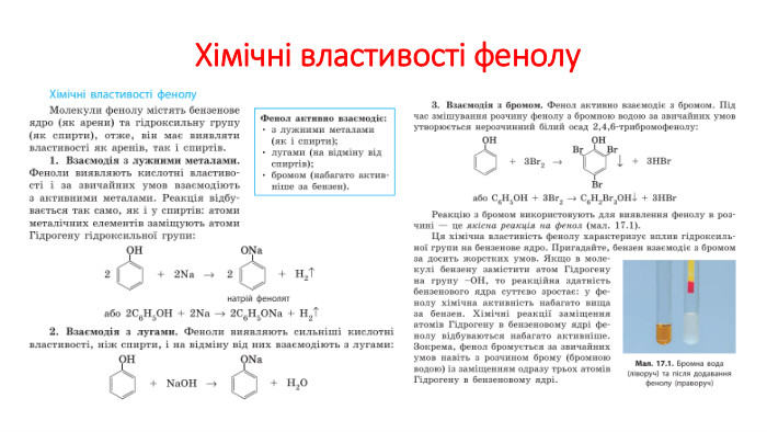  Хімічні властивості фенолу