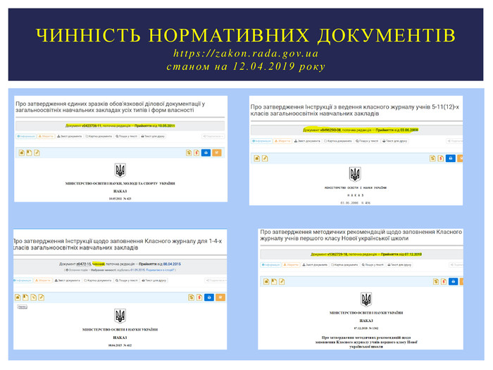 ЧИННІСТЬ НОРМАТИВНИХ ДОКУМЕНТІВ https://zakon.rada.gov.ua станом на 12.04.2019 року 