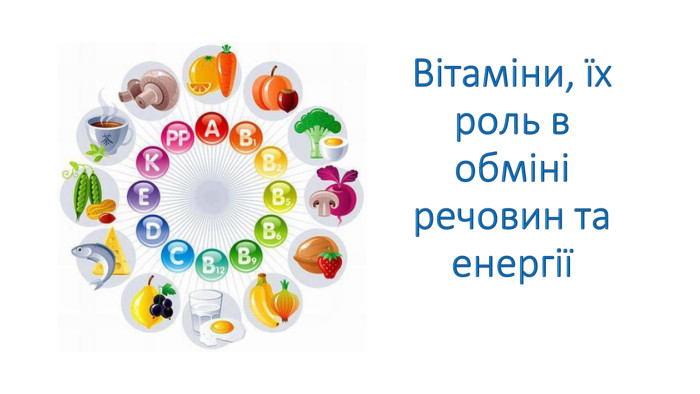 Вітаміни, їх роль в обміні речовин та енергії